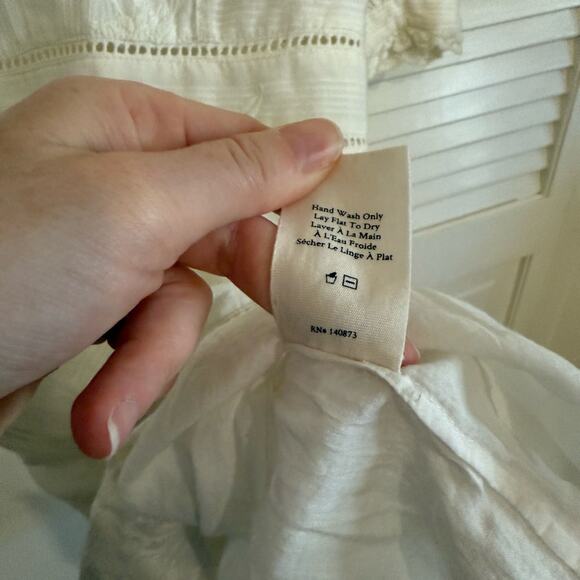 Loveshackfancy Lena White V-Neck Mini Dress w/ Embroidery - Picture 10 of 11